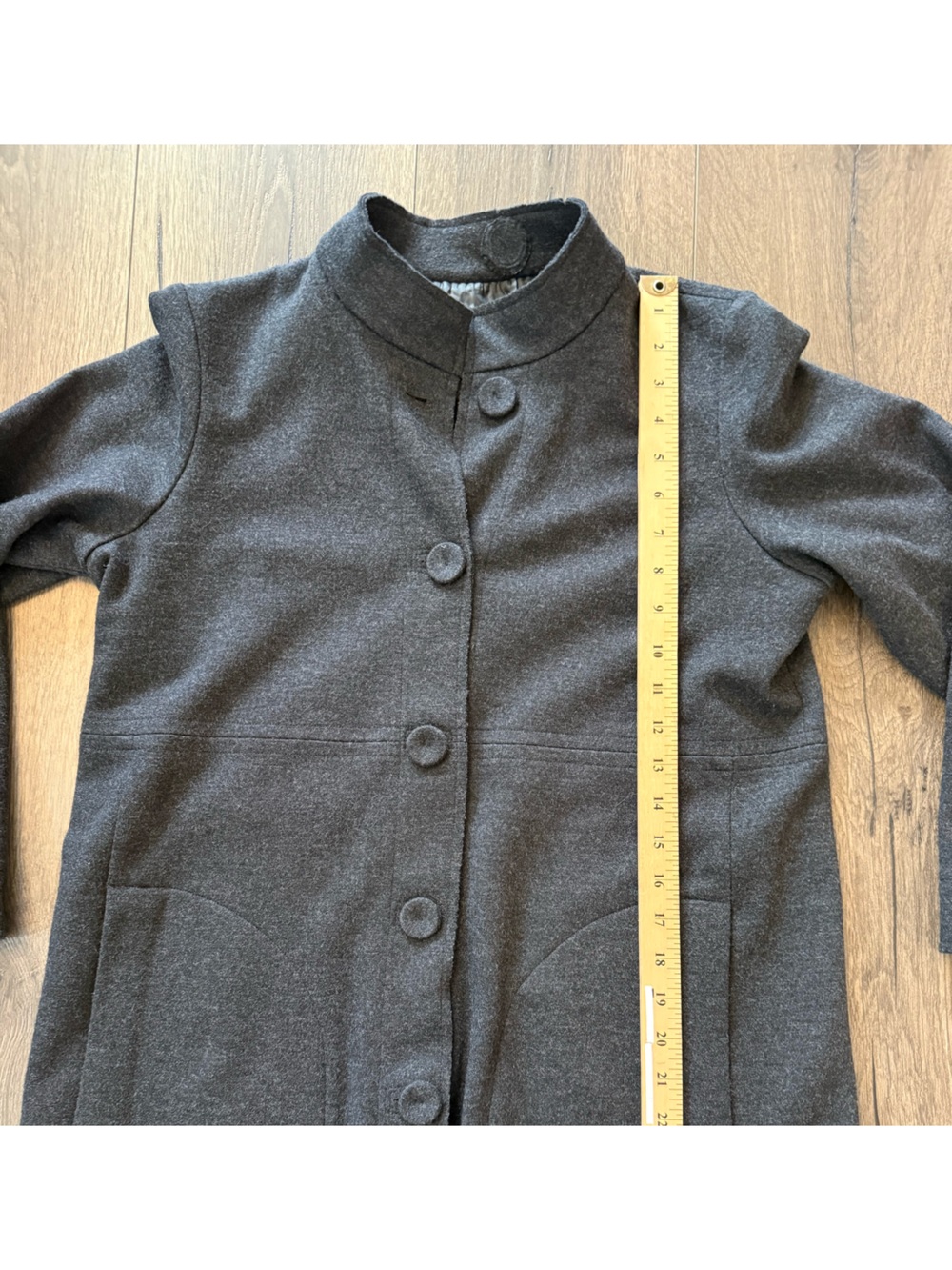 Eileen Fisher 100% Wool Jacket Petite Small PS Charcoal Gray Minimalist - Picture 8 of 9